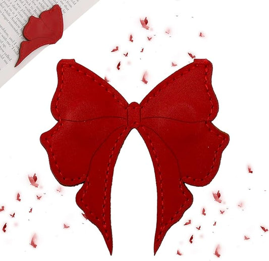 Leather Magnetic Bookmark – 1 Pcs Bow Tie Design, Red Magnet Bookmark Clip, Perfect Gift for Women, Kids, and Reading Lovers, Teacher Gift for School, Office, Home Supplies