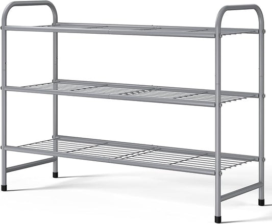 Kitsure Shoe Rack - Stainless Steel Shoe Organizer, Sturdy Shoe Rack for Closet and Front Door Entrance, Free Standing Shoe Shelf, Closet Organizers and Storage, Grey
