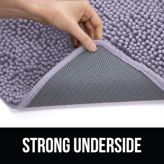 KANGAROO Bathroom Rugs, Chenille Soft Absorbent Bath Rug, Shaggy Shower Mat, Quick Dry Machine Wash Bathmat, Plush Carpet Mats for Tub, Bathtub and Room Home Decor Accessories, 30x20, Light Purple