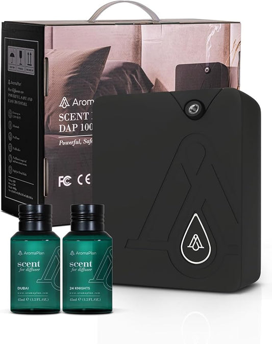 AromaPlan Smart Scent Air Machine for Home + 2 Fragrances– Smart Cold Air Technology, Hotel Collection Diffuser, Waterless Whole House Scent Diffuser with Top Picks Fragrance Kit, Black