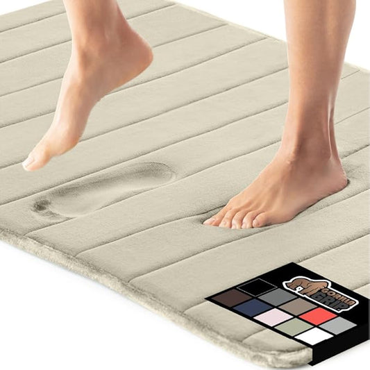 GORILLA GRIP Memory Foam Bath Mat, Soft Absorbent US Designed Bathroom Rug, Gripping Dots Machine Washable Bathmat, Cushioned Floor Mats, Shower Sink Rugs Room Décor Accessories, 60x24 Champagne