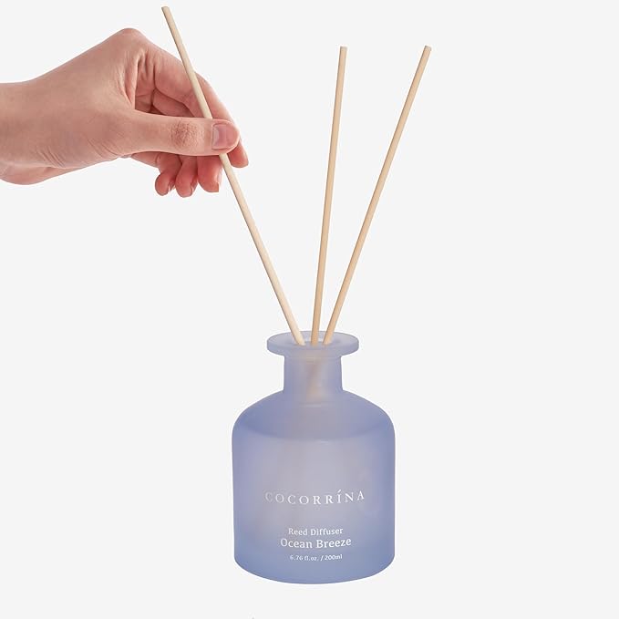 Cocorrína Reed Diffuser - Ocean Breeze 6.76oz Diffuser with Sticks Home Fragrance Essential Oil Reed Diffuser for Home Bedroom Bathroom Shelf Decor Office Decor (Summer Collection)