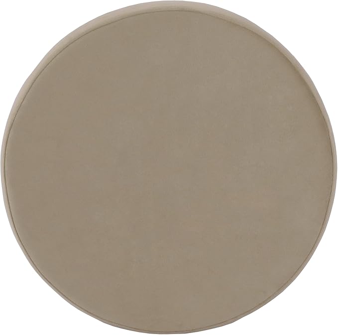 HomePop Home Decor | Upholstered Round Storage Ottoman | Ottoman with Storage for Living Room & Bedroom, Fawn Gray Velvet, Large