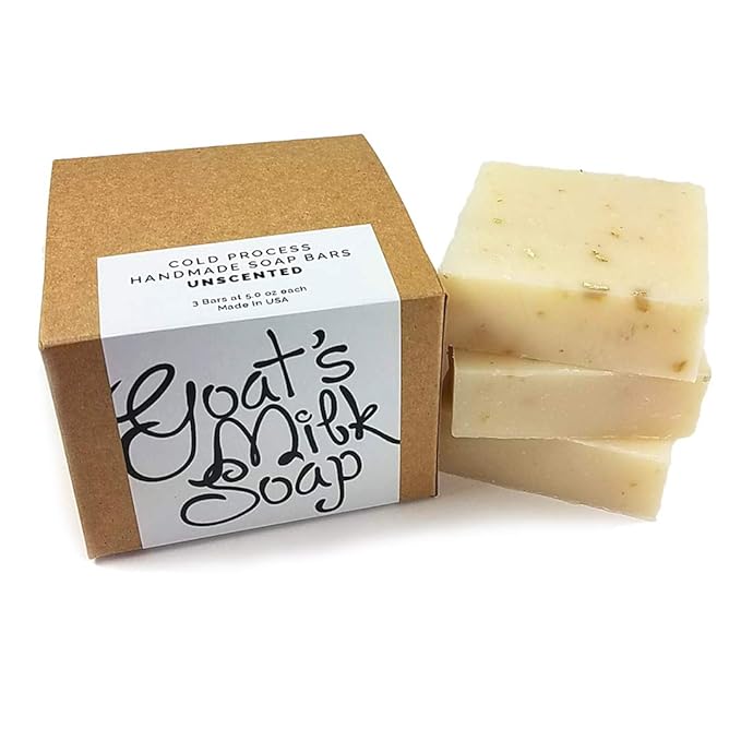 Handmade Fresh Goat's Milk Bar Soap (Unscented, 3 bars (Economy Pack))