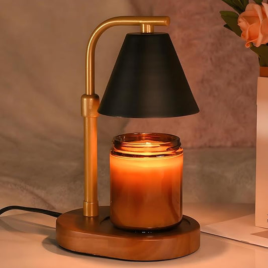 SOKCVSEA Candle Warmer Lamp - Candle Warmer with Timer Height Adjustable, Birthday Gifts for Women Mom Gifts, House Warming Gifts New Home Decor, Wax Melt with 2 Bulb BlackGold