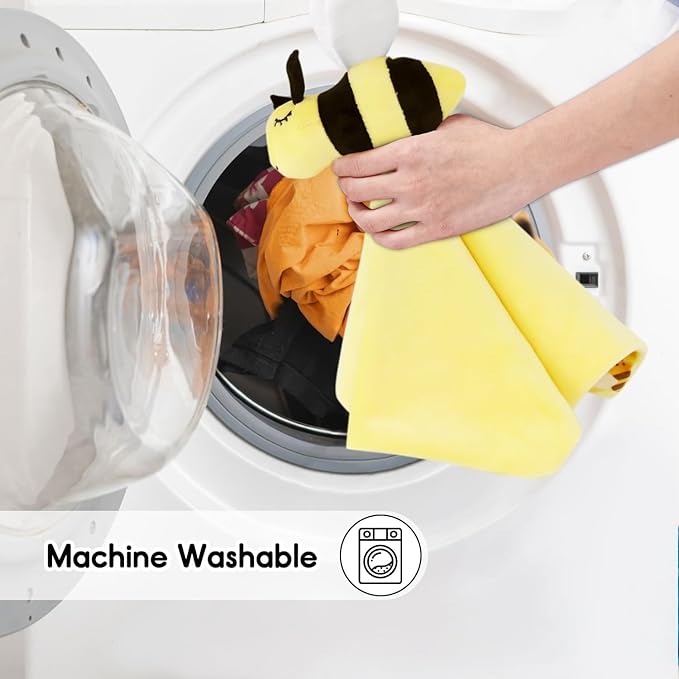 Bee Baby Security Blanket - Adorable Lovey Plush for Baby Girls, Boys, and Toddlers - Soft and Snuggly Comfort Blanket - 14 Inches