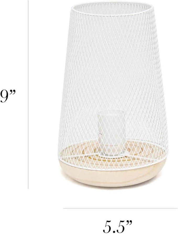 Simple Designs LT1074-WHT Wired Mesh Uplight Table Lamp, White