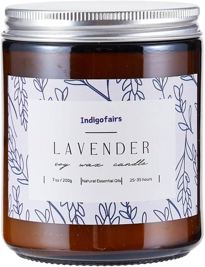 Lavender Scented Candle - 7oz Soy Wax Aromatherapy Candle for Stress Relief & Relaxation – 40 Hours Long Lasting, Natural Essential Oils, Gift for Women & Home Decor