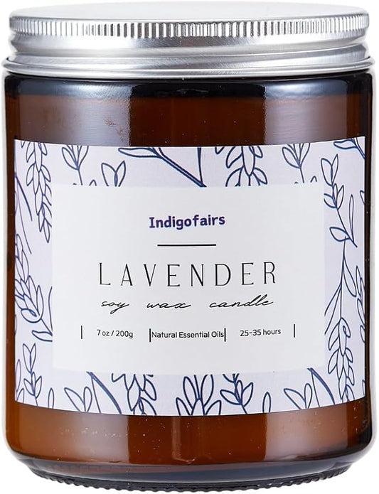Lavender Scented Candle - 7oz Soy Wax Aromatherapy Candle for Stress Relief & Relaxation – 40 Hours Long Lasting, Natural Essential Oils, Gift for Women & Home Decor