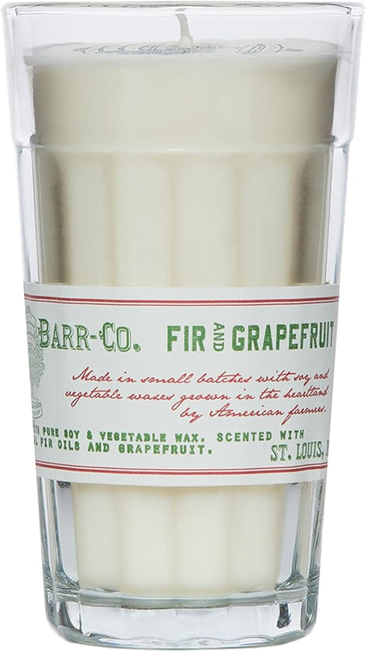 Barr-Co. Fir & Grapefruit Parfait Glass Candle, Woody Citrus Scent, 80-Hour Long Burning Soy Wax Candle, Scented Candles for Home & Bath, 10 oz