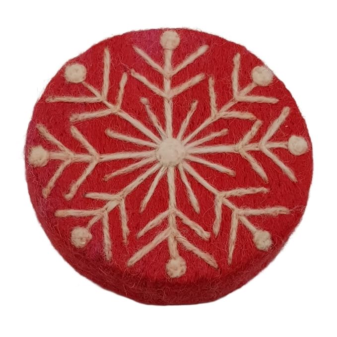 Handmade Felted Christmas Soap | Handcrafted Soap | Unique Housewarming Gift and Lovely Christmas Bathroom Decor | 3 * 3 inch (snowflake red)