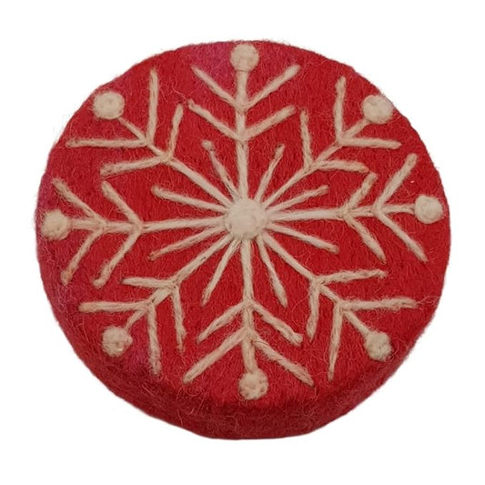 Handmade Felted Christmas Soap | Handcrafted Soap | Unique Housewarming Gift and Lovely Christmas Bathroom Decor | 3 * 3 inch (snowflake red)