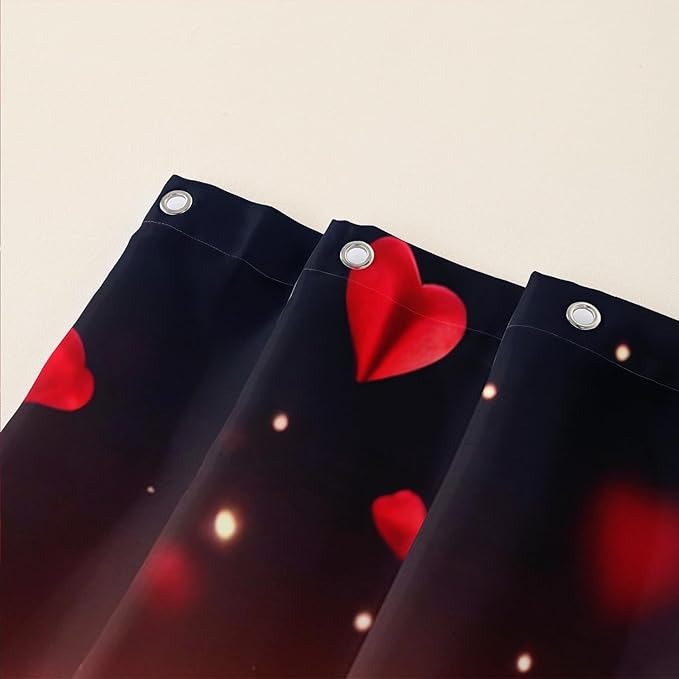 AILONEN 3D Rose Shower Curtain for Bathroom, Red Rose Hearts Print Bath Curtain,Romantic Rose Flower Shower Curtain Decoration Waterproof with 12 Plastic Hooks, 72" W*72" H