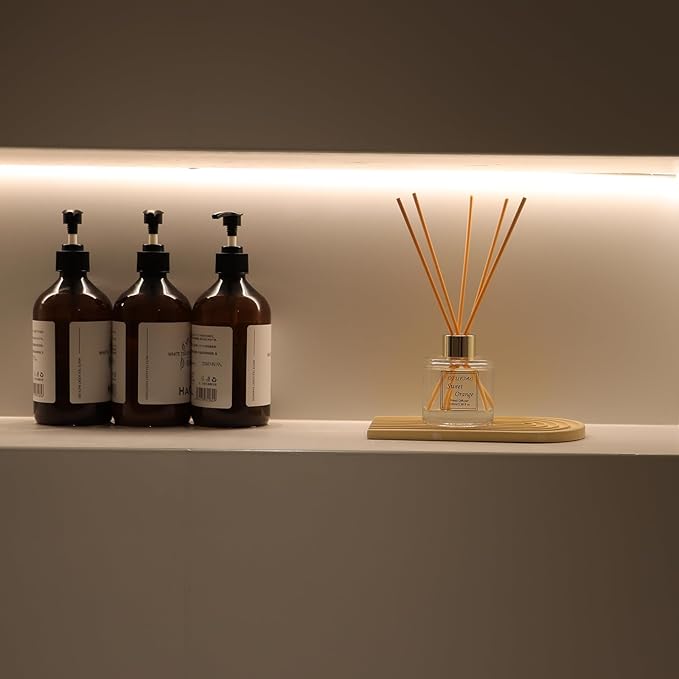 100ml Scent Diffuser with 6 Fiber Sticks, 3.5 oz Reed Diffuser Set Aromatherapy Fragrance Diffusers Air Fresheners for Home Bedroom Bathroom (Orange)