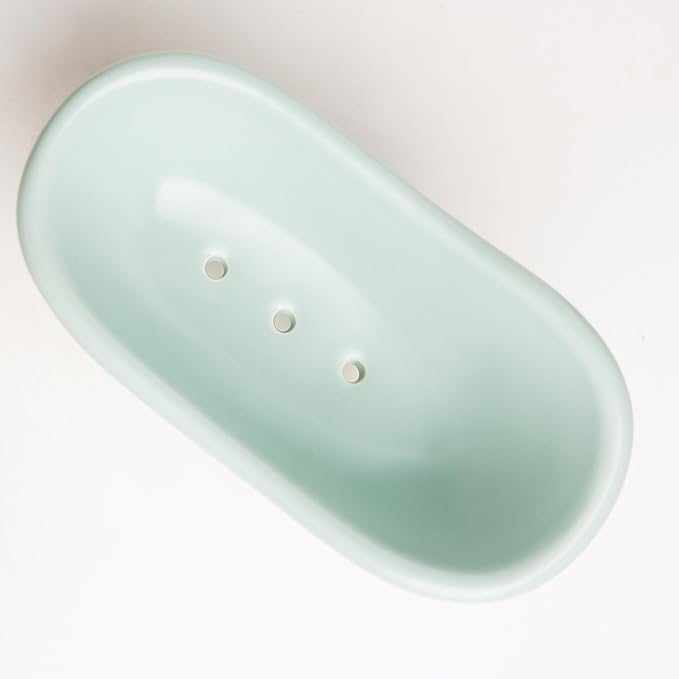 5.6" Ceramic Mini Bathtub Soap Dish Decortative Clawfoot Bathroom Soap Dish (Green)