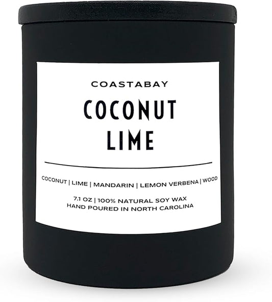 Coconut Lime Candle | Natural Soy, Spring and Summer Candles, Tropical Candle, Coconut Candles for Home, Lemon Verbena Scented, Citrus Candle, Organic, 7.1oz