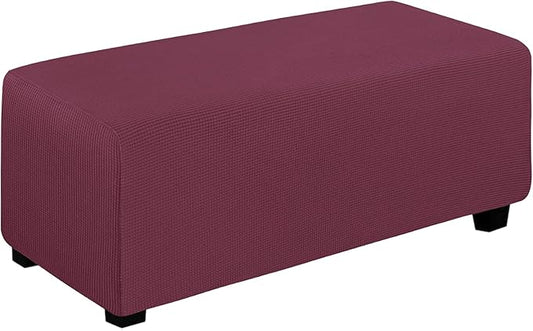 Easy-Going Stretch Ottoman Cover Folding Storage Stool Furniture Protector Soft Rectangle slipcover with Elastic Bottom(Ottoman X-Large,ASH Rose)