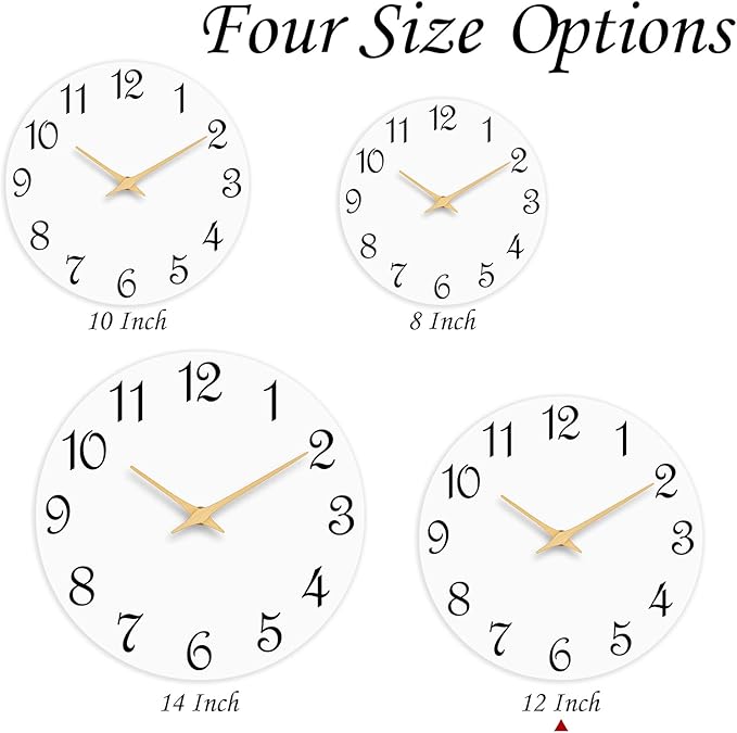 Wall Clock 12 Inch, Modern Wall Clocks Battery Operated, Silent Non Ticking Clock Decorative for Living Room, Office, Bedroom, Home, School (White)