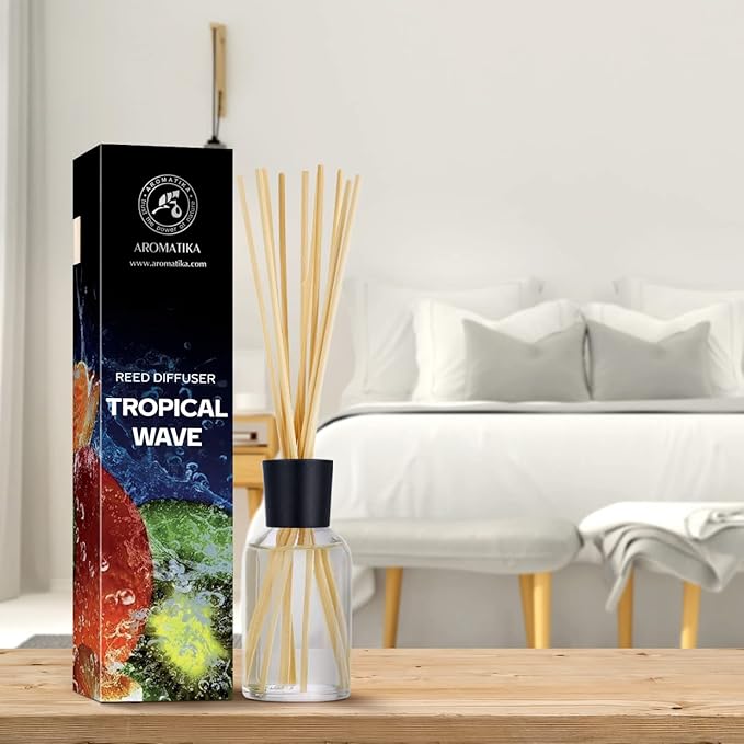 Reed Diffuser Tropical Wave 3.4 Fl Oz (100ml) - Room Diffuser with Exotic and Fresh Scent - Fragrance Diffuser with Rattan Sticks - Room Freshener - Scented Diffusers - Home Fragrance