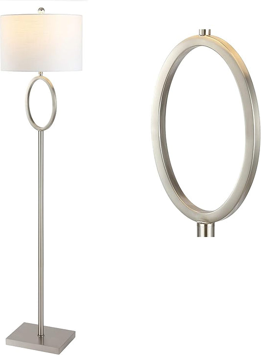 Jonathan Y JYL1089C April 61" Metal Modern Contemporary LED Floor Lamp, Modern, Contemporary, Glam, Traditional, Office, Living Room, Family Room, Dining Room, Bedroom, Hallway, Foyer, Nickel