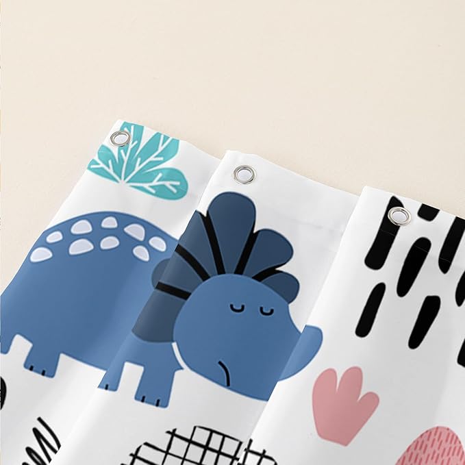 AILONEN Dinosaur Shower Curtain for Kids Boys,Cartoon Dinosaur Bath Curtain 72" W*84" H,Cactus Rainbow Dinosaur Waterproof Shower Curtain with 12 Plastic Hooks