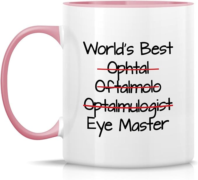 Retreez Funny Mug - World's Best Ophthalmologist Eye Doctor Master Ophthalmology 11 Oz Ceramic Coffee Mugs - Sarcasm Motivational Inspirational birthday gifts - White Mug with Pink Handle and Inner