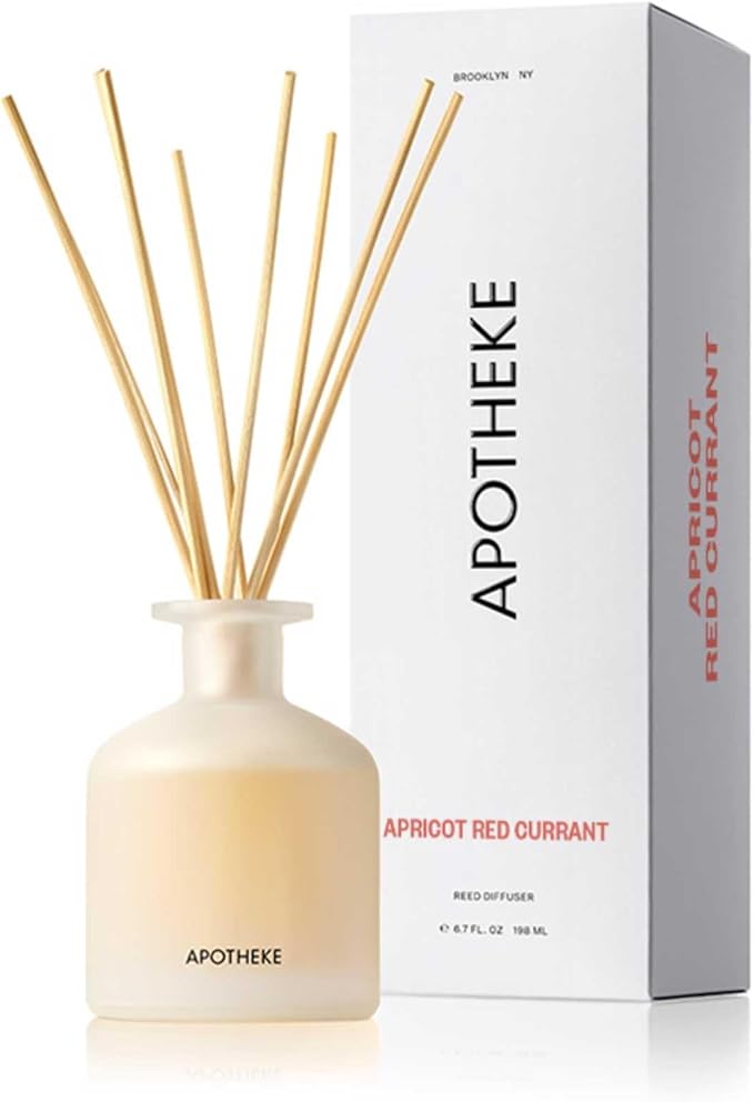 Apotheke Luxury Scented Oil Reed Diffuser for Home (Apricot Red Currant) - Home Fragrance Diffuser Set with Sticks