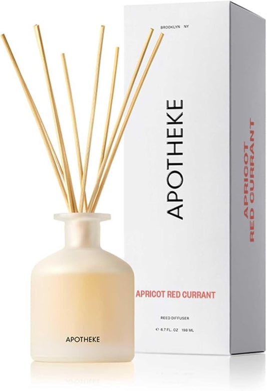 Apotheke Luxury Scented Oil Reed Diffuser for Home (Apricot Red Currant) - Home Fragrance Diffuser Set with Sticks