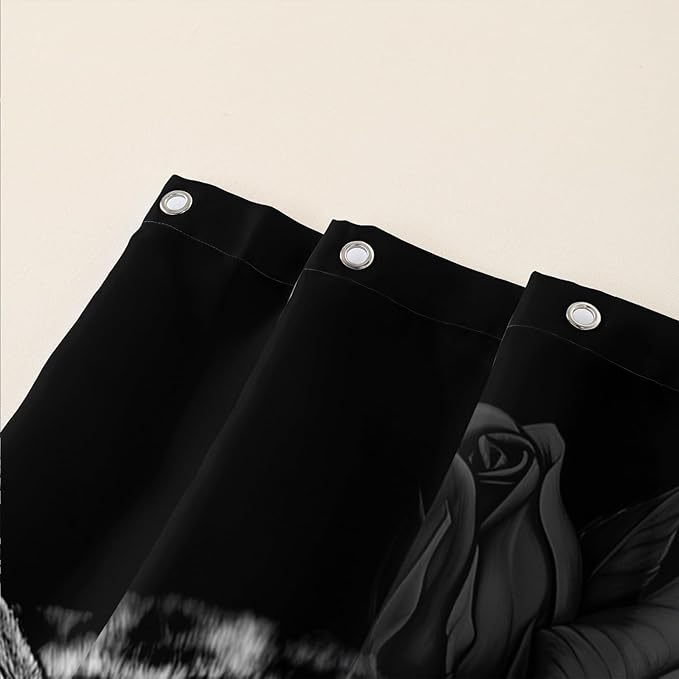 AILONEN Grey Leopard Shower Curtains for Women,Rose Leopard Bath Curtains Gifts for Lover,Polyester Waterproof for Bathroom with 12 Plastic Hooks 48" W*72" H Grey