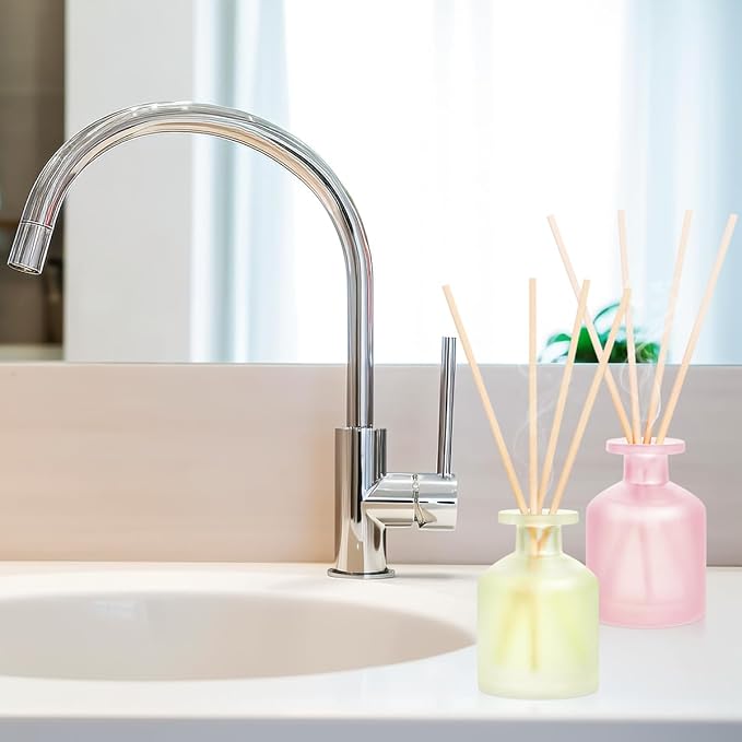 Reed Diffuser - Jasmine Green Tea & Ebony Rose 3.38oz (100ml) 2 Packs Essential Oil Reed Diffuser Set with 16 Sticks, Long Lasting Fragrance for Home, Bathroom, Bedroom, Room, Decor