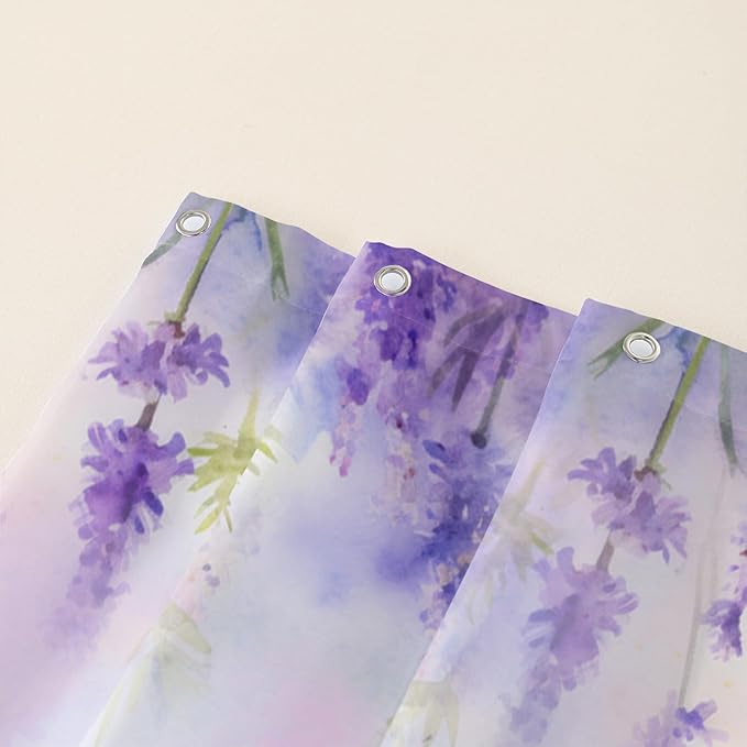 AILONEN Frog Shower Curtain, Tie Dye Lavender Flower Bath Curtain,Tie Dye Frog Bathroom Curtain Decor,Cute Frog Polyester Waterproof 36" W*72" H Shower Curtain, Hooks