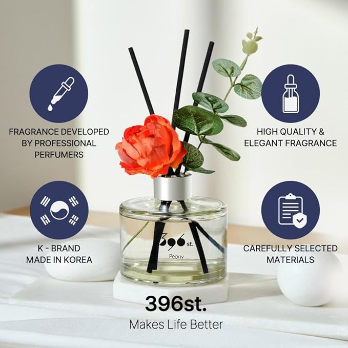396 st. Peony Flower Reed Diffuser, Vanilla Lavender(Also known as Garden Lavender), 200ml(6.7oz) / Reed Diffuser Sets, Scentsy Home Fragrance, Scented Oils, Home & Bathroom Décor