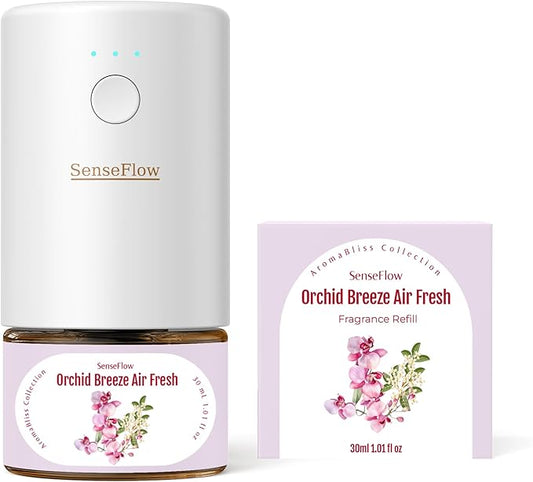 SF101 Waterless Ultrasonic Essential Oil Diffuser–100% Plant-Based,120-Day Natural Air Freshener & Aromatherapy Diffuser for Home,Hotel,Studio–Covers up to 100㎡-Orchid Breeze Air Fresh
