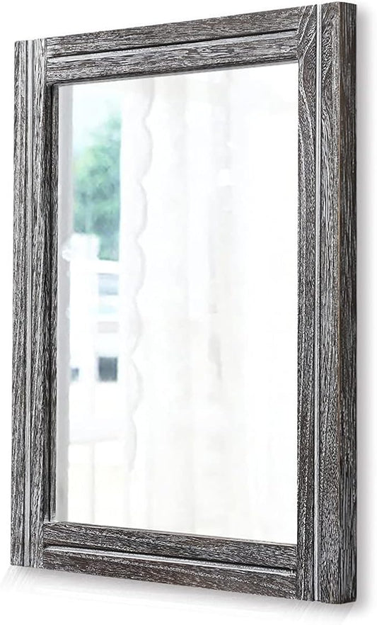 AAZZKANG Rustic Mirror Large 26"x18" Wood Framed Wall Mirrors Rectangle for Bedroom Bathroom Farmhouse Living Room Home Entryway Hanging