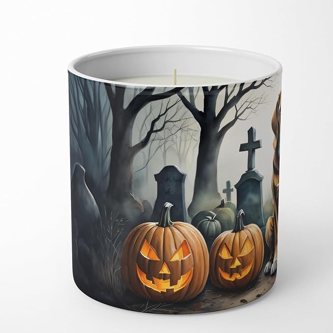 Caroline's Treasures DAC2017CDL Bloodhound Spooky Halloween Decorative Soy Candle Nature Soy Wax Essential Oil Home Decor Ideal for Bedroom Kitchen Bath Office Gift, 10 oz