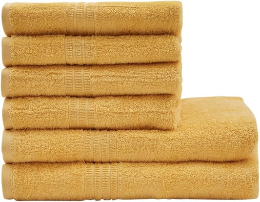 HOMELOVER 6 Piece Towel Set - 100% Organic Cotton 2 Bath Towels & 4 Hand Towels - 500 GSM, Hotel & Spa Quality, Soft, Quick Dry, Highly Absorbent Bathroom Essentials (Lemon Yellow)