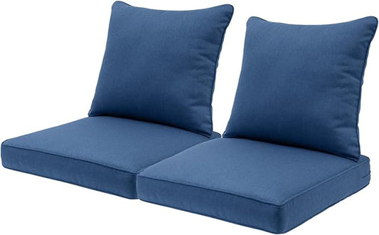 QILLOWAY Outdoor Chair Cushion Set,Outdoor Cushions for Patio Furniture,Set of 2,Indigo