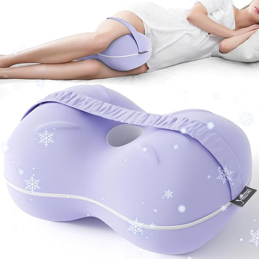 Ruiman Cooling Knee Pillow for Side Sleepers - Between Leg Pillow for Side Sleepers Pregnancy - Memory Foam Knee Pillows for Knee & Hip Pain - Pillow for Between Knees While Sleeping (Lavender)