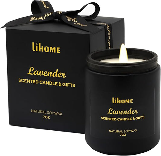 Soy Wax Candles for Home - Natural Lavender Scented Black Candles for Room Decor Gifts