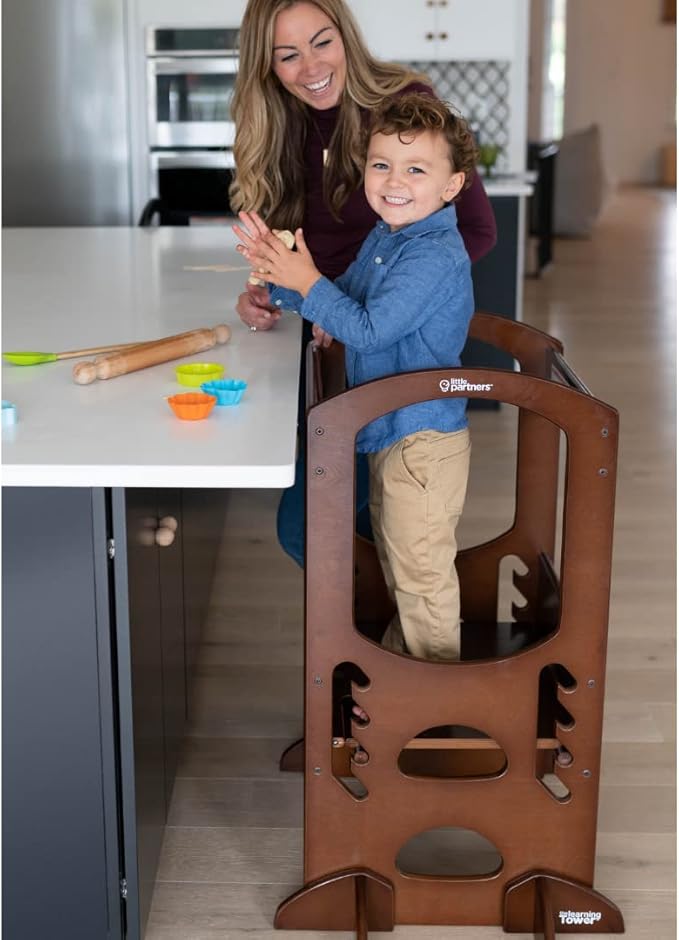 Little Partners® Kids Learning Tower® Toddler Tower, Adjustable Height Kitchen Step Stool for Toddlers, Encourages Learning, Independence and Engagement (Espresso)
