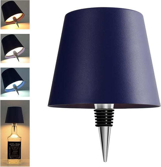 Wine Bottle Lamp, 2025 New 3 Color Rechargeable Wireless Bottle Lamp for Liquor Bottles with Touch Dimming for Parties, Restaurants & Home Decor (Royal Blue)