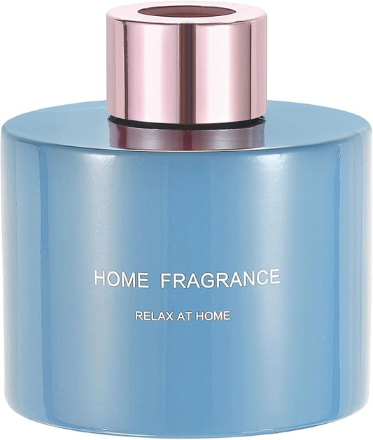 HARFINGTON Empty Glass Diffuser Bottle 140ml/4.7oz Refillable Fragrance Accessories Aromatherapy Jar Container for Replacement Reed Diffuser DIY Home Bathroom Blue with Gold Tone Cap