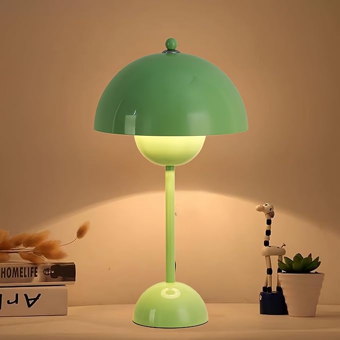 COSYLUX Modern Small Table Lamp for Bedroom, Cute Dome Shade Reflecting Light Reading Lamp for Living Room, Kid's Room, Study, Office, Beside Bedside Nightstand Desk Lamp(Pastel Green)