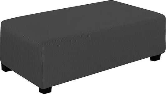 Easy-Going Stretch Ottoman Cover Folding Storage Stool Furniture Protector Soft Rectangle slipcover with Elastic Bottom (XX-Large,Dark Grey)