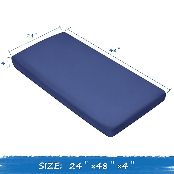 Nap Mat Sheet, 24" x 48" x 4" Fitted Elastic Corners Preschool Day Care Rest Nap Mat Cover, Soft & Breathable Microfiber Baby Sheets for Regalo My Cot Portable Toddler Bed and Joovy Travel Cot, Navy