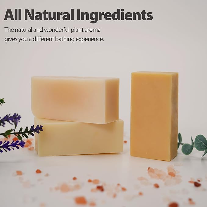 3 PC Clean Bar Soap with Vitamin E Olive Natural Essential Soap Bar Gift Set for Body Face Smooth Skin Bath Soap for All Skin Types Roman Chamomile,Frankincense ,Lemongrass Soap Handmade 3.5 Oz Each