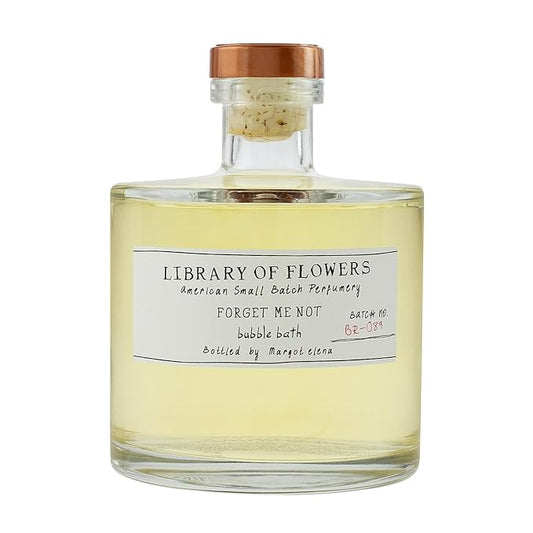 Library of Flowers Forget Me Not Bubble Bath, 17 fl. oz. - Osmanthus, Rice Powder & White Orchid – Relaxing & Gentle Bubble Bath Soap, Skin Hydrating & Deep Moisturizing, Avocado Oil & Green Tea