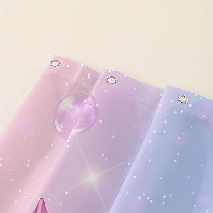 AILONEN Cute Seahorse Shower Curtain for Kids Girls,Rainbow Seahorse Bath Curtain,Ocean Coral Starfish Kawaii Shower Curtain Waterproof for Bathroom Decor with 12 Plastic Hooks, 60" W*72" H