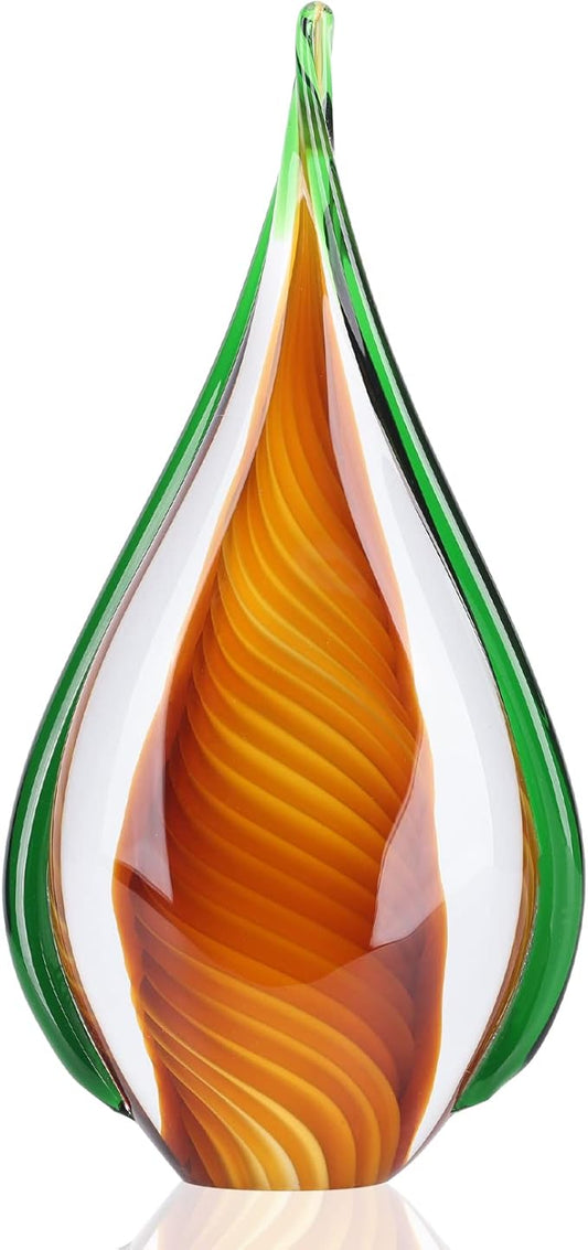DOVDOV Blown Glass Sculpture, Green Glass Art Collection Statue, Unique Mediterranean Decorative Glass, Suitable for Office, Bookshelf, Dresser, Living Room Coffee Table, Mantelpiece Filling