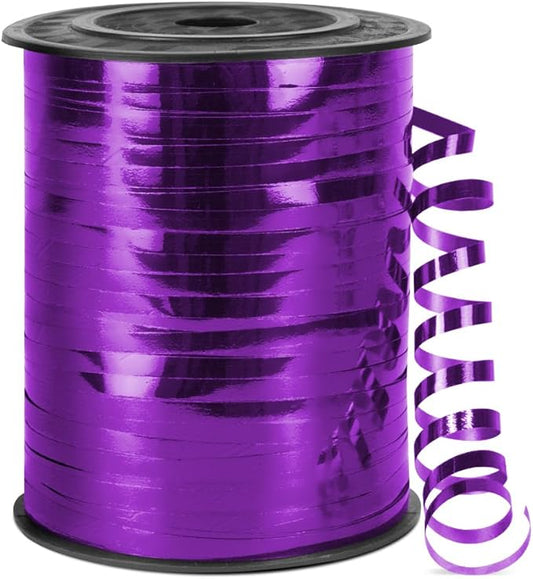 500 Yards Metallic Shiny Curling Ribbon with Spool, 1/5" Curly Ribbons - Ideal for Gift Wrapping, Birthday, Halloween, Christmas Party Decorations, and Balloon String Ribbon in Purple
